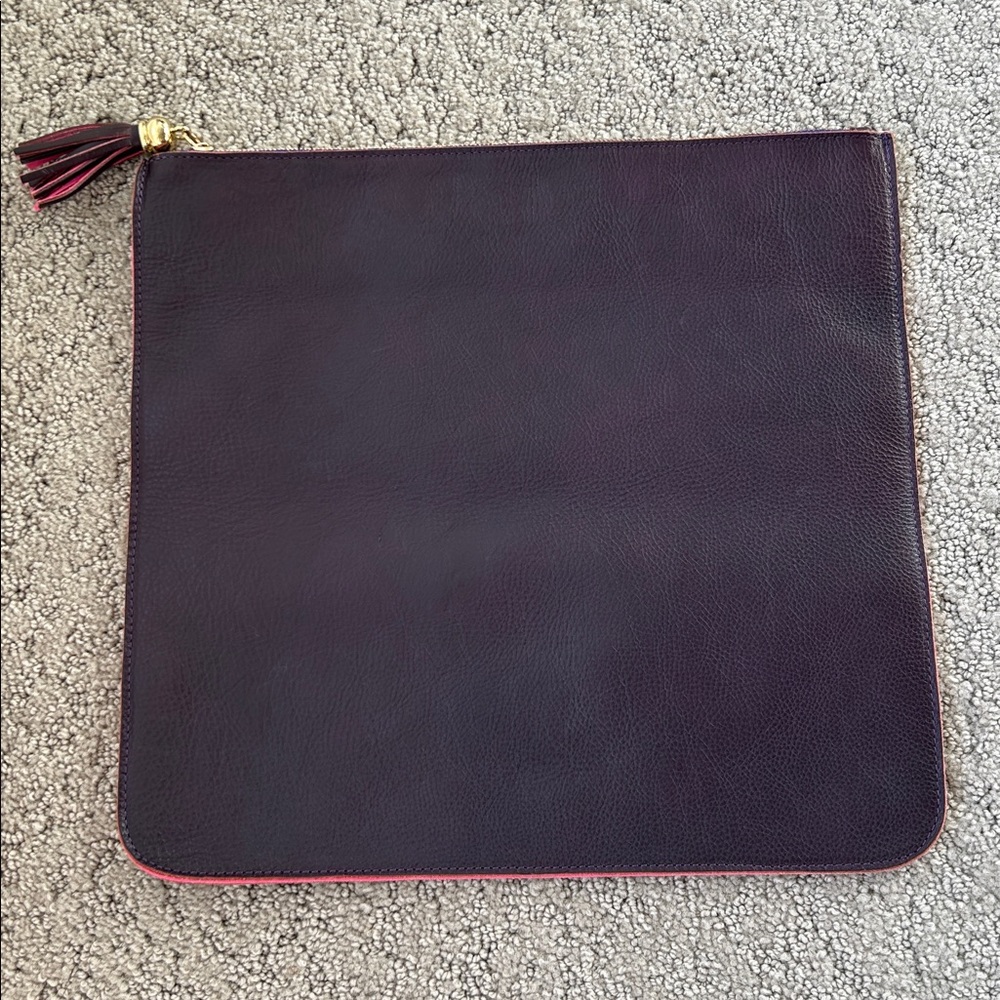 Terrida Genuine Calf Leather Folded Clutch Travel Bag Plum Pink Interior Purse - Picture 8 of 12